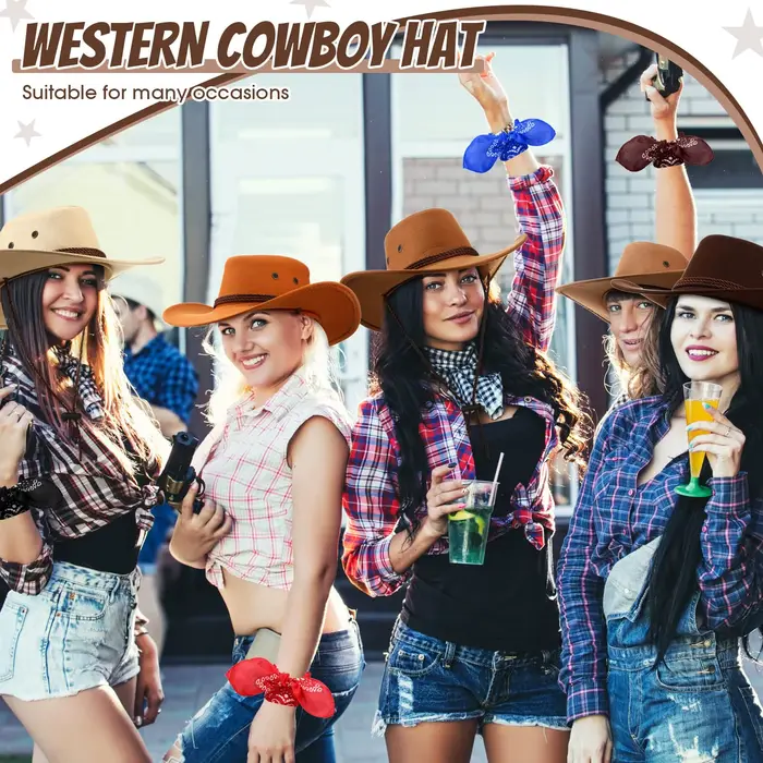 Chapeaux de cow-boy et bandanas multicolores pour fêtes et cosplay occidental pour adultes occasions spéciales