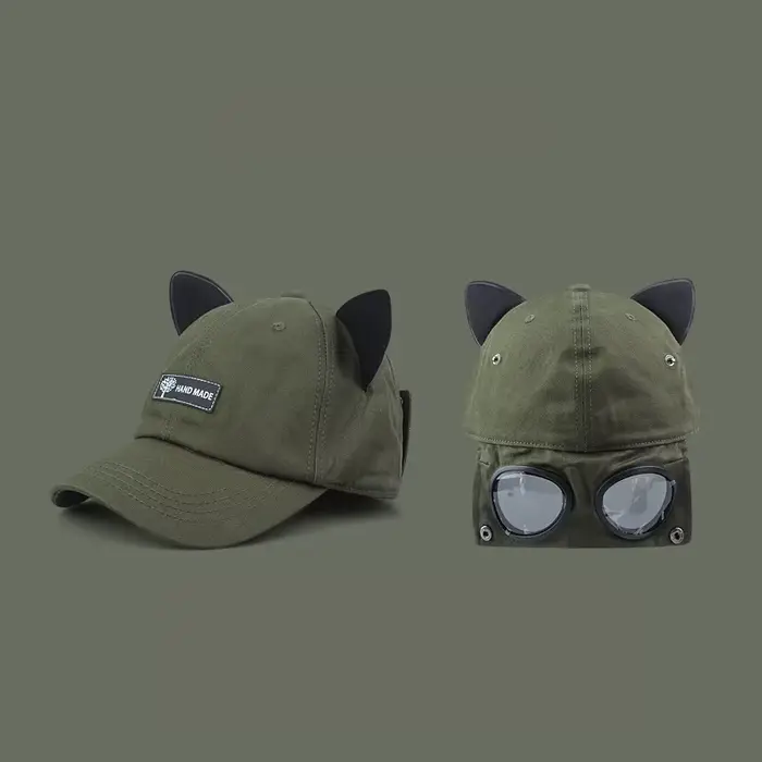 Casquette de baseball réversible style streetwear avec oreilles de chat mignonnes pour femme, casque