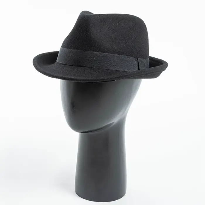 Chapeau Trilby en laine noire pour hommes