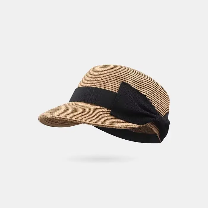 Chapeau pour femmes en forme d'arc, casquette de Protection solaire extérieure, tissé d'herbe, Desig