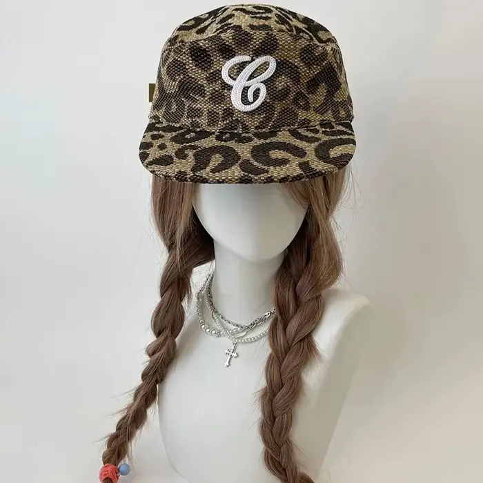 Casquette de Baseball à carreaux imprimé léopard rétro coréen pour femmes