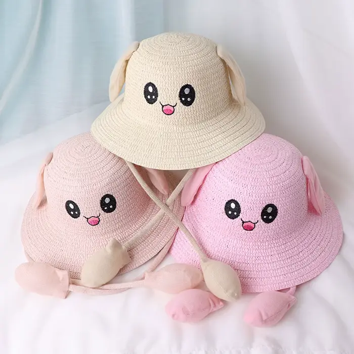 Chapeau de paille pare-soleil d'oreille de lapin