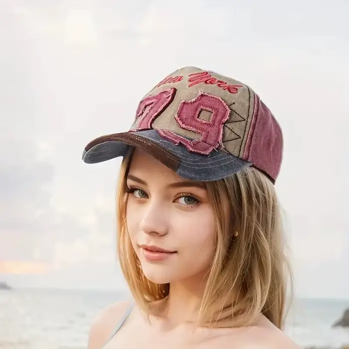New York 79 Casquette de baseball brodée Vintage Color Block Lavé Chapeau de soleil en détresse Respirant Réglable Chapeaux de papa pour femmes et hommes