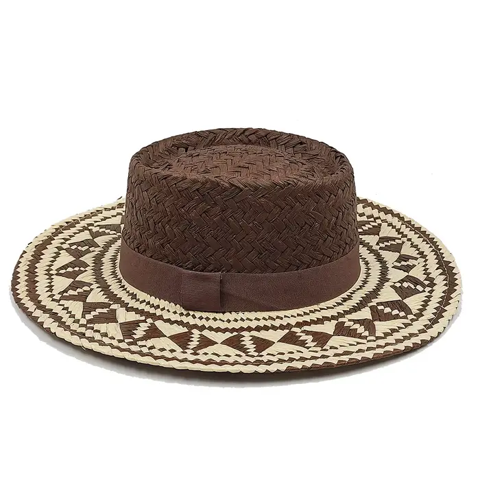 Chapeau de Paille Géométrique Rétro pour Femme