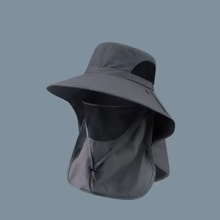 Casquette de pêche et de chasse d'extérieur à large bord respirante et amovible, chapeau de pêcheur 