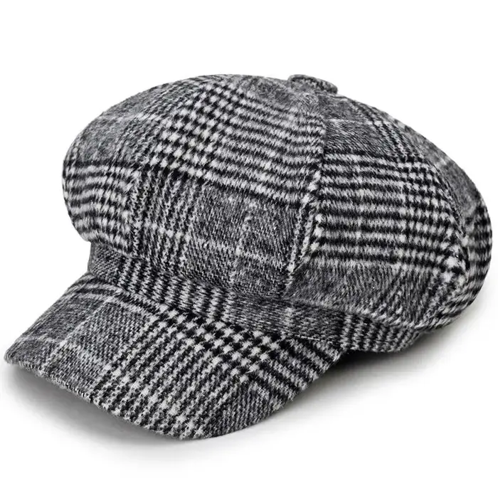 COKK – casquette de livreur, chapeau octogonal à carreaux pour femmes et hommes, béret classique Vin