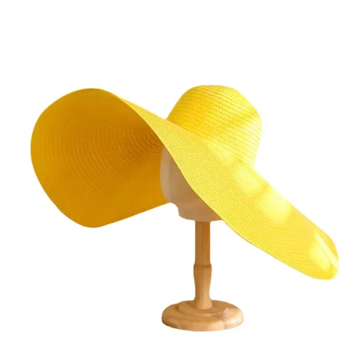 Chapeau de paille pour femmes avec bord large protection solaire pliable occasion plage style sport matériaux paille et papier diverses couleurs choix