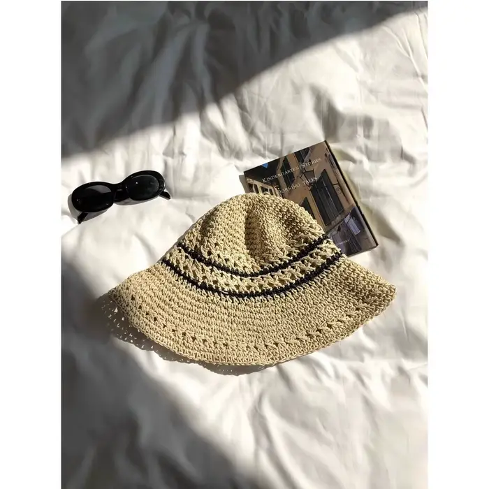Dames été Hoilday disquette chapeaux de paille pour les femmes à large bord plage pliable paille cas