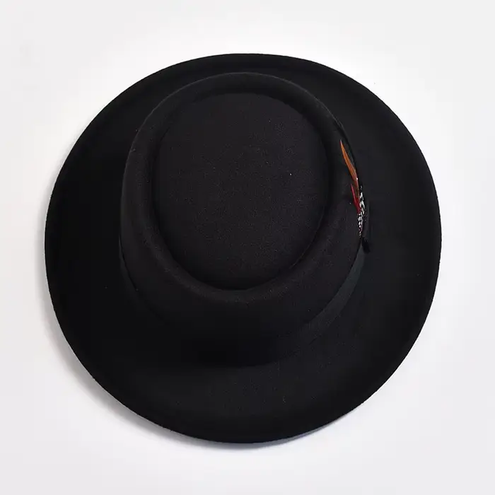 Chapeau Pork Pie Vintage Fedora en Feutre Bord Roulé avec Plumes pour Homme Occasions Spéciales Mode Élégante