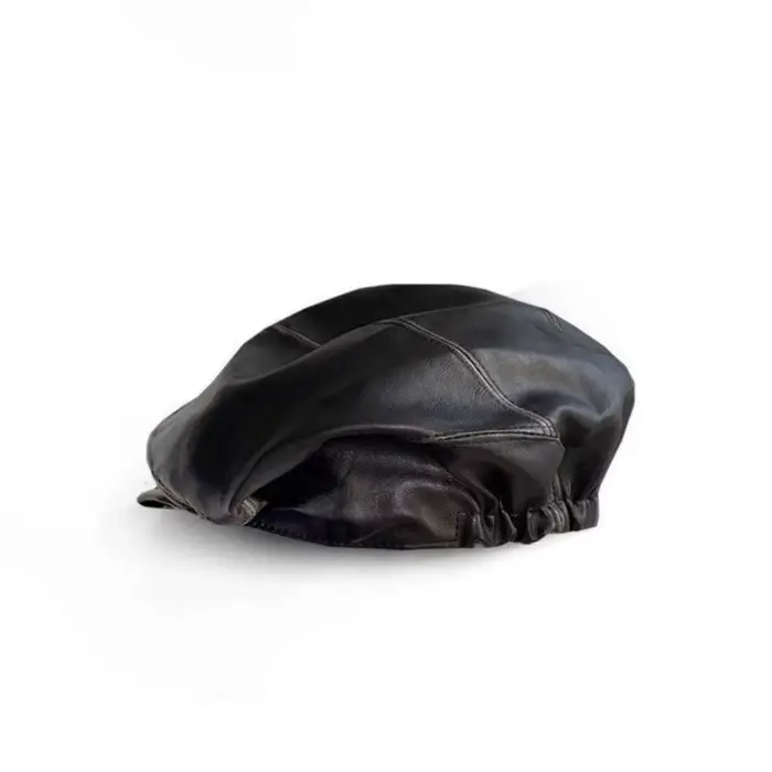 Casquette de style newsboy en cuir de haute qualité avec rivets métalliques pour hommes et femmes, s