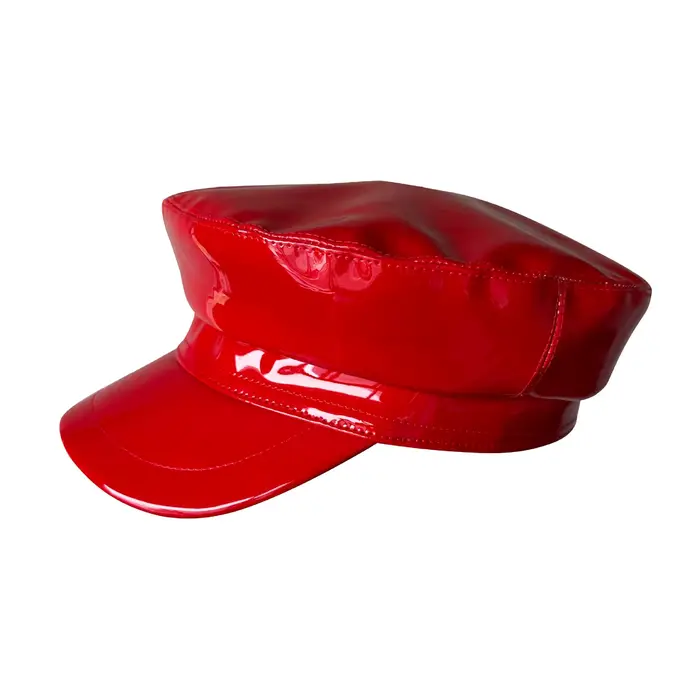 Casquette nautique en PU pour femmes, chapeau de journal brillant, visage amincissant à large bord, 