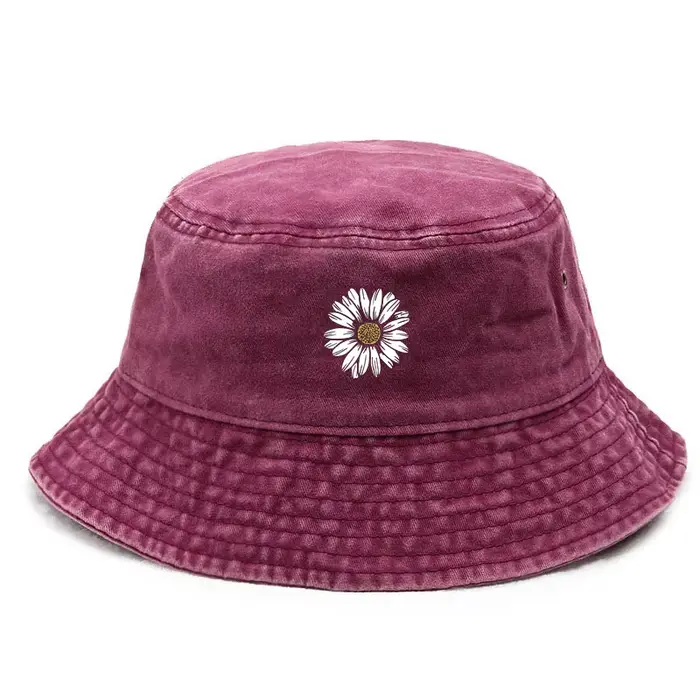 Chapeau Bob en Coton Lavé Motif Marguerite Style Vintage pour Femme – Protection Solaire Estivale