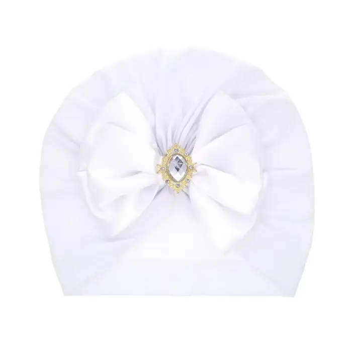 Diamant Bowknot bébé fille chapeau coton rose bonnets pour nouveau-né bandeau infantile grand nœud T