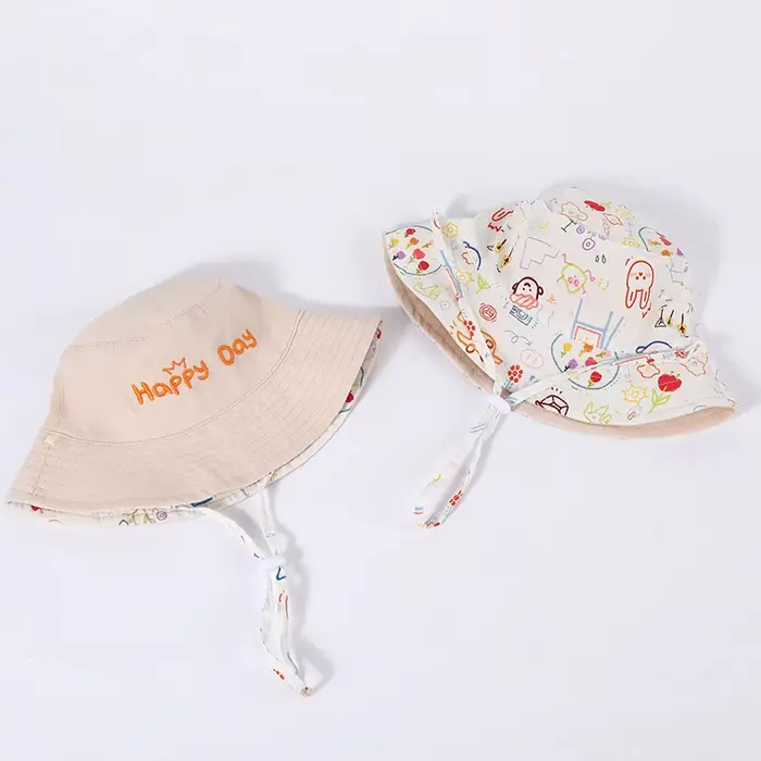 Chapeau double face brodé pour bébé, chapeau de soleil pour enfants, casquette anderd'été en plein a
