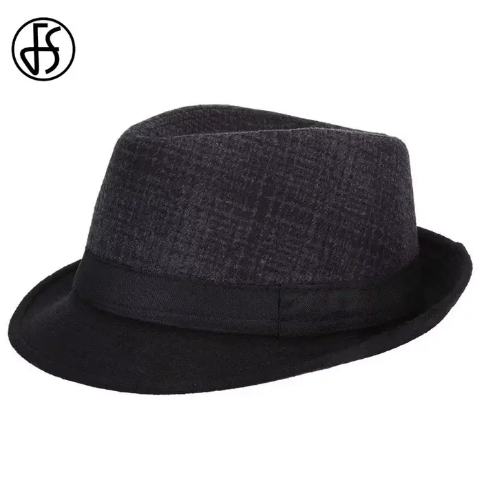 FS hommes Fedoras noir Panama mode chapeau imiter laine mâle Gangster Trilby casquette décontracté fête à large bord angleterre Style Jazz chapeaux