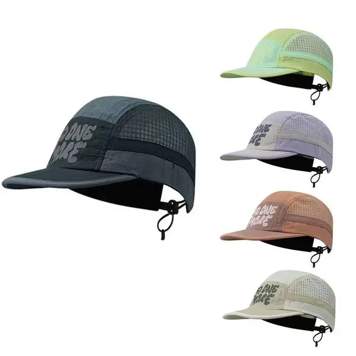 Casquette de baseball Velishy à bord court, design japonais, réglable, séchage rapide, protection solaire, décontractée, fine, avec impression de lettres et cordon de serrage pour homme et femme occasions sportives et décontractées