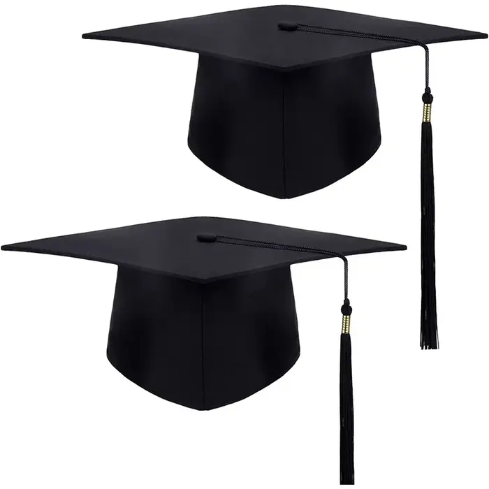 Chapeau de remise de diplôme noir pour adultes, casquettes de baccalauréat avec glands, fournitures