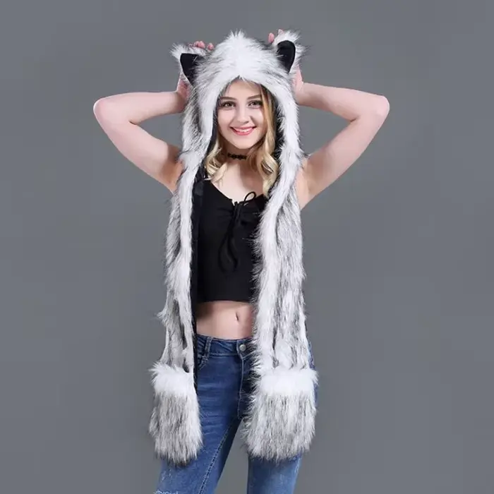 Chapeau à Capuche en Fausse Fourrure pour Homme et Femme
