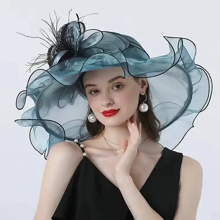 Cloche à nœud Vintage pour Femmes Chapeau Seau Élégant pour Mariage Eglise Fête Occasions Spéciales Polyester Motif Fleur