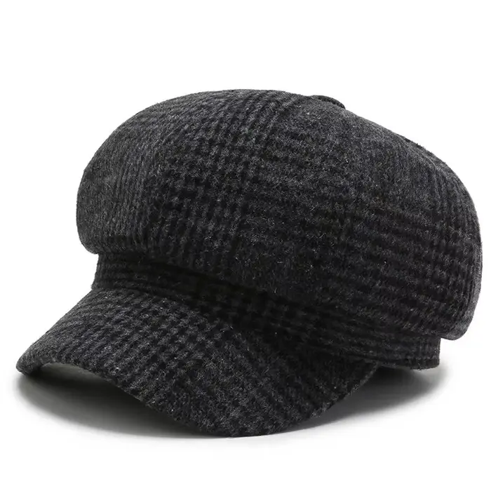 Casquette Panama pour femme, béret octogonal pied-de-poule, chapeau de peintre à visière, élégant, r