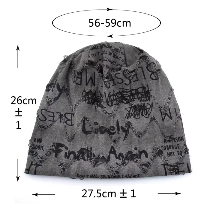 Bonnet avec lettres imprimées pour femmes et hommes