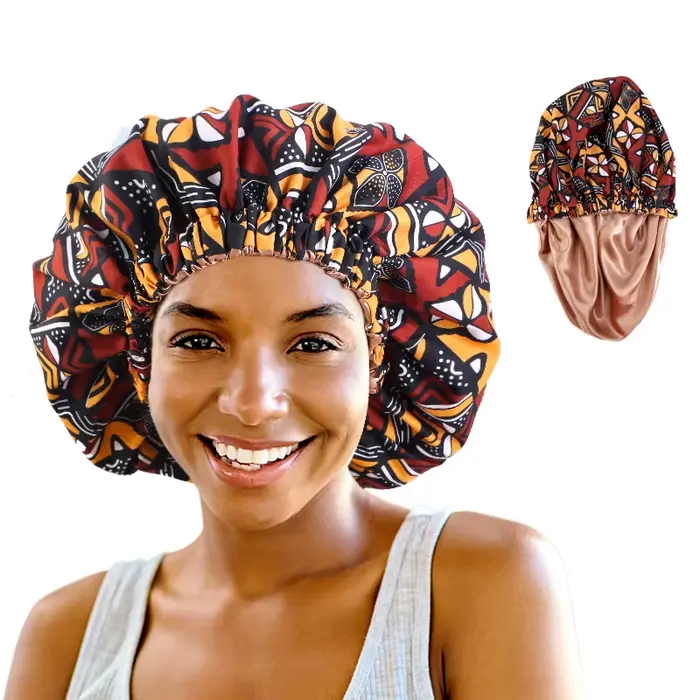 Bonnet en Satin Double couche imprimé floral pour femmes