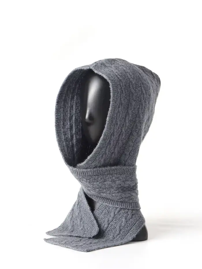 Châle à capuche 100% cachemire avec chapeau intégré, écharpe à la mode pour femmes, couleur unie, la