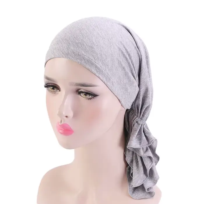 Écharpe pré-nouée en bambou musulman pour femme, bonnet chimio, casquettes, chapeau turban, vêtement