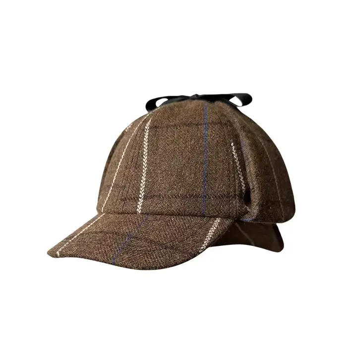 Nouvelle casquette de baseball Sherlock Holmes à double bord avec protection des oreilles style britannique chapeau homme casquette snapback polyester plaid multicolore automne hiver décontracté