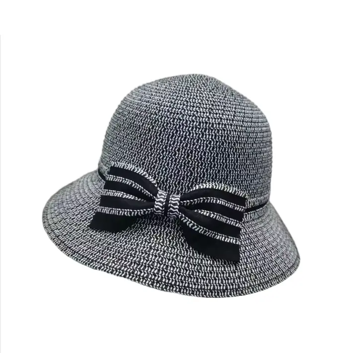 Printemps été chapeau de paille pour femmes camélia marque de luxe seau chapeau élégant Floral éléga