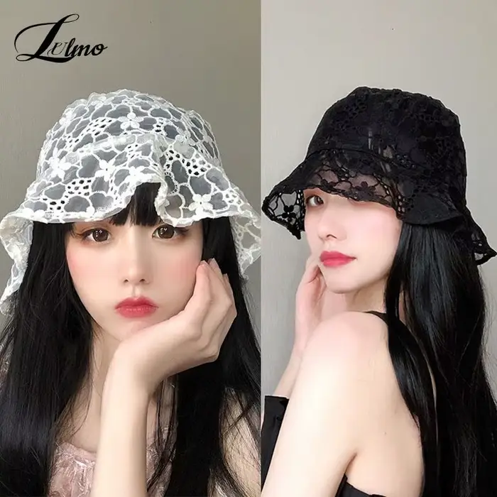 Chapeau de seau en dentelle coton lettres motif décontracté été plage soleil protection uv femmes toutes saisons