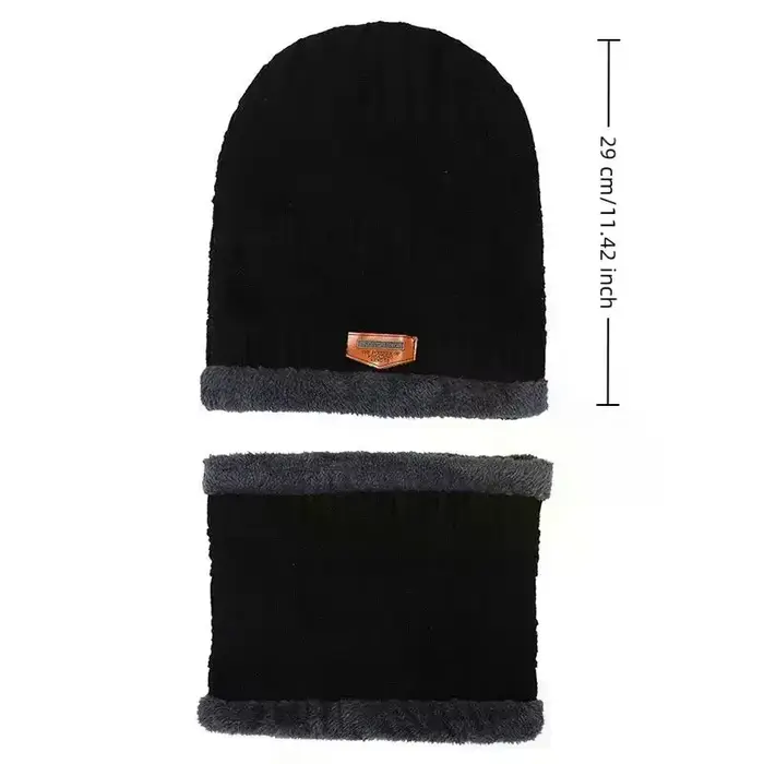 Ensemble hivernal élégant chapeau écharpe résistant au froid pour homme femme extérieur multiseason polyestère minimaliste