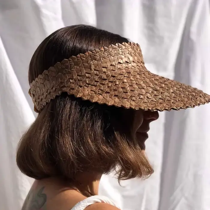 Chapeau pare-soleil en rotin pour femmes