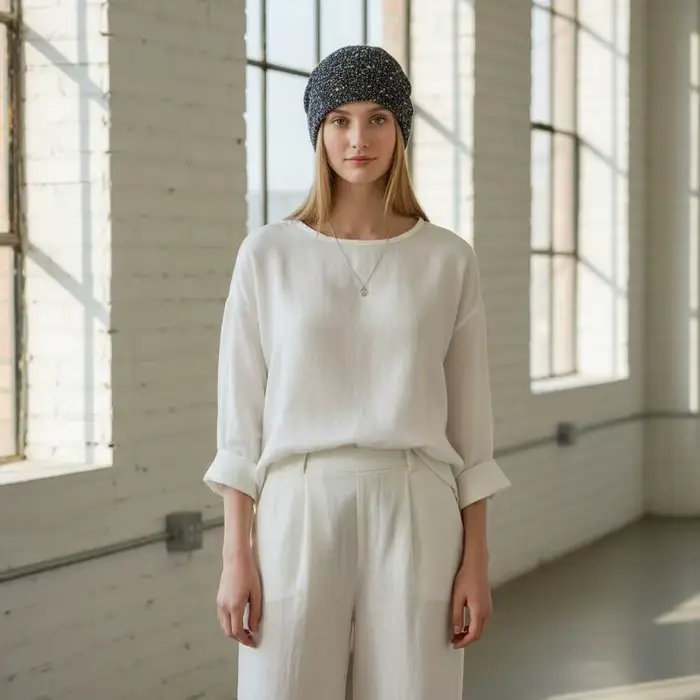 Chapeau coréen ajouré en tricot