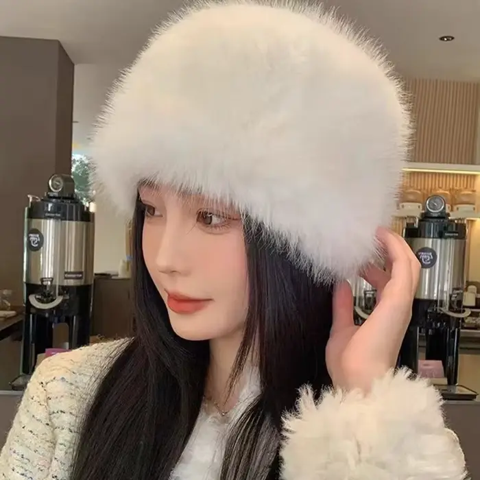 Cadeaux de noël chapeau seau en fourrure moelleuse casquette Panama