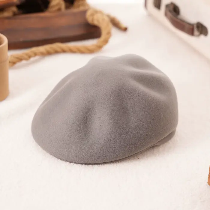 Chapeau chaud en laine véritable bérets d'hiver pour femmes et hommes style artiste français rétro uni couleur unie casquettes d'extérieur élégantes