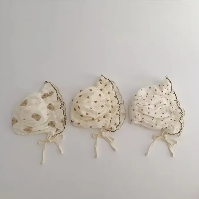 Chapeau de Princesse Dentelle Gaze Coton Bébé Fille Nouveau-Né Printemps Été Soleil Occasions Spéciales