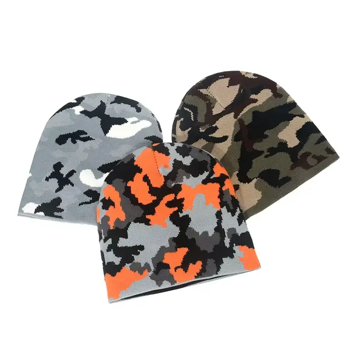 Bonnet tricoté camouflage style streetwear