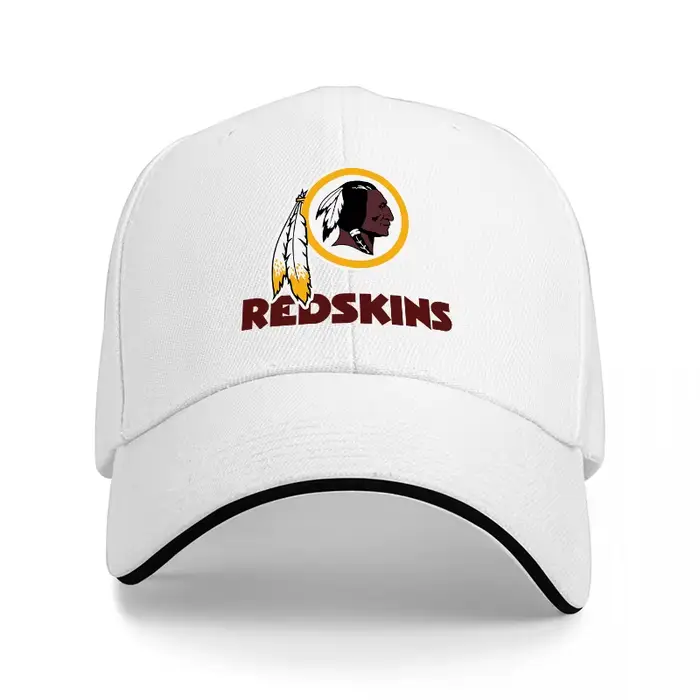 Casquette de baseball avec logo des Washington Redskins, noire avec broderie dorée et rouge, coupe c