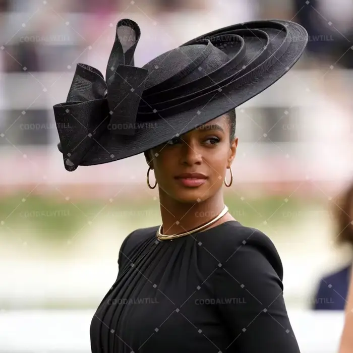 Grand chapeau fascinateur orange avec nœud et pince pour femme