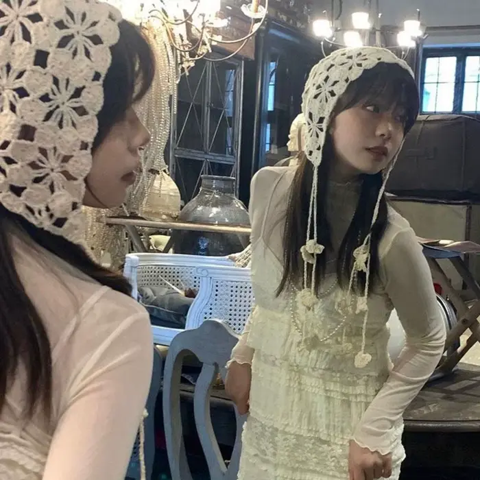 Chapeaux au crochet creux faits à la main pour femmes, bonnets ethniques, chapeau pull, casquettes respirantes, automne, hiver, polyester, laine, fleur, style sport, occassions décontractées