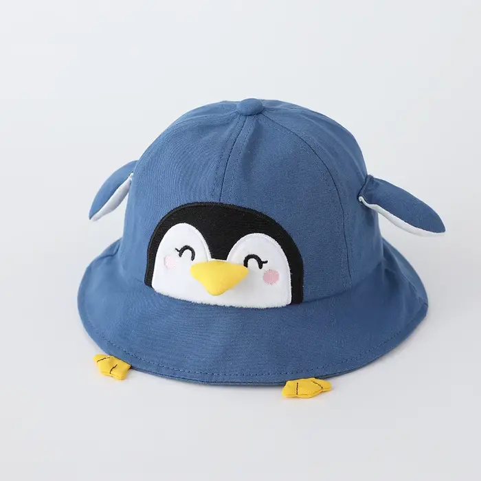 Chapeau de pêcheur pour bébé fille et garçon, motif pingouin mignon, 50 cm, 1-3 ans, protection sola