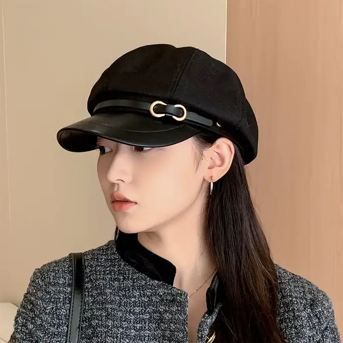 Béret de style britannique rétro pour femmes, casquette de journal octogonale polyvalente pour grande circonférence de tête, chapeau de printemps et d'automne pour femmes, élégant et polyvalent