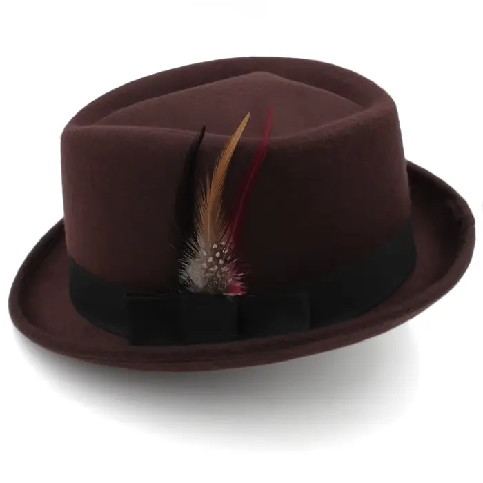 Losange couronne trilby chapeaux pour hommes classique plume