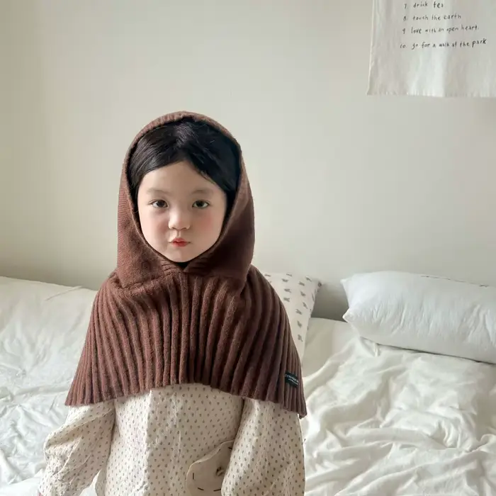 Chapeau écharpe coupe-vent pour enfants, châle, casquette, cagoule en laine pour bébé