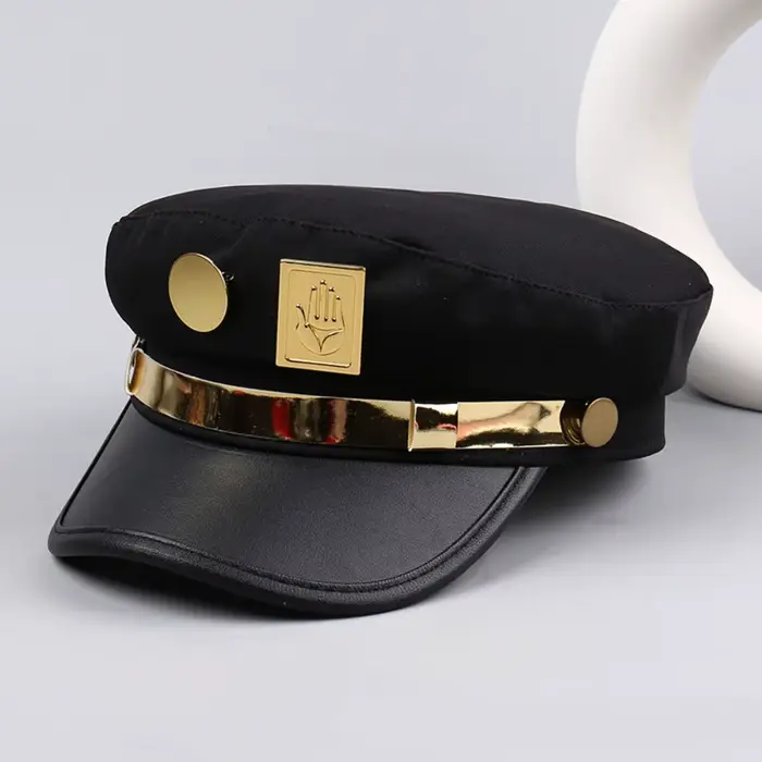 Chapeau léopard vintage hip-hop à rivets, style punk gothique Y2K, béret noir et argenté à calotte p