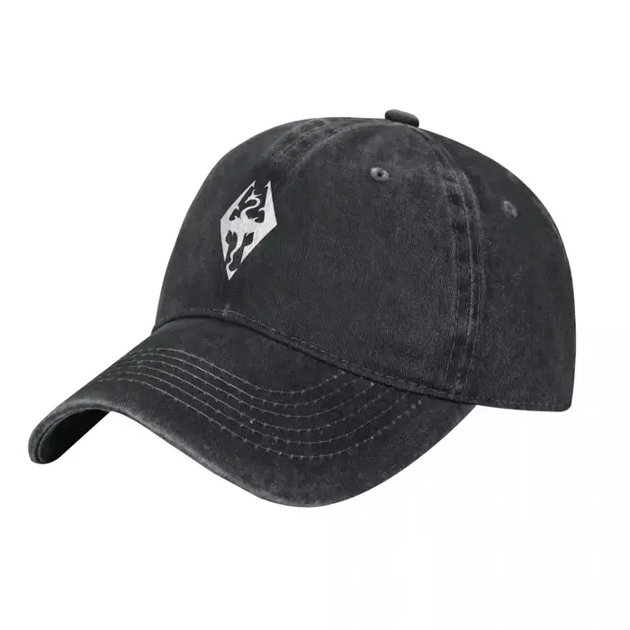 Skyrim – casquette de Baseball à visière pour hommes et femmes, symbole blanc et bleu, à la mode