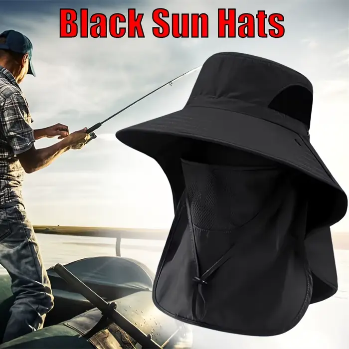 Chapeau de pêche et de randonnée respirant pour hommes avec une large visière pour la protection sol