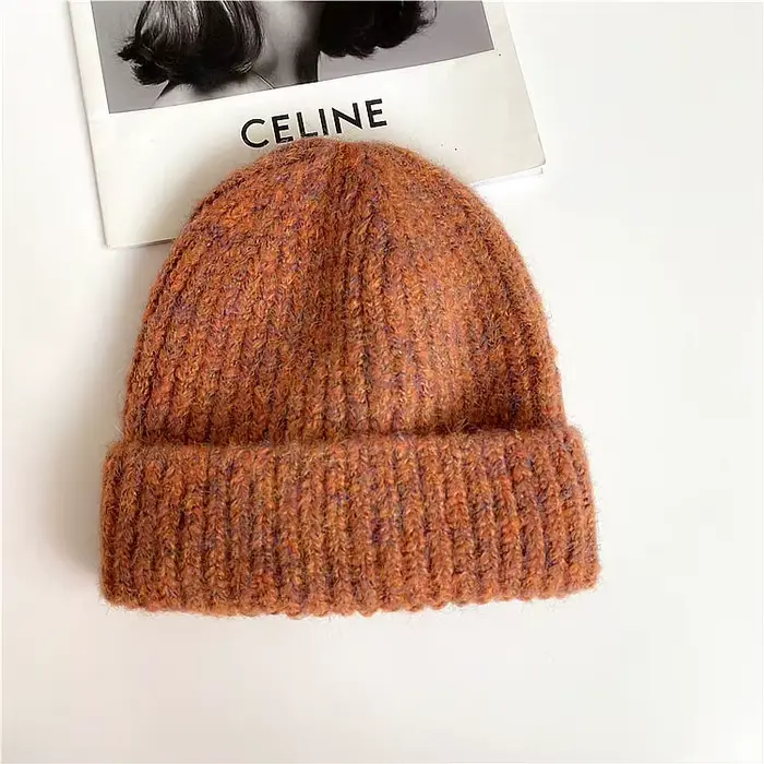 Chapeau violet polyvalent avec de la laine, chapeau en fourrure de melon de style étranger à la mode