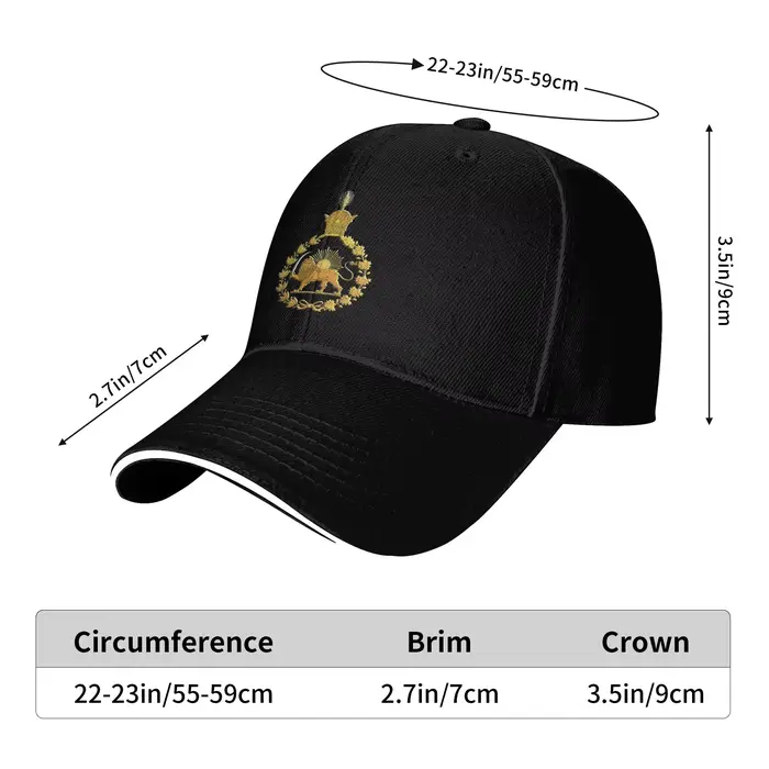 Casquette de baseball Iran Lion et Soleil Dynastie Pahlavi Khorshid